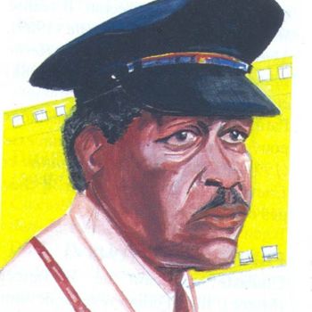 Schilderij getiteld "Morgan Freeman" door Emmanuel Baliyanga, Origineel Kunstwerk, Olie