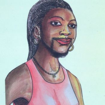 Peinture intitulée "The Lady With A Bea…" par Emmanuel Baliyanga, Œuvre d'art originale, Huile