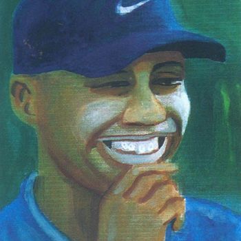 Peinture intitulée "Tiger Woods" par Emmanuel Baliyanga, Œuvre d'art originale, Huile