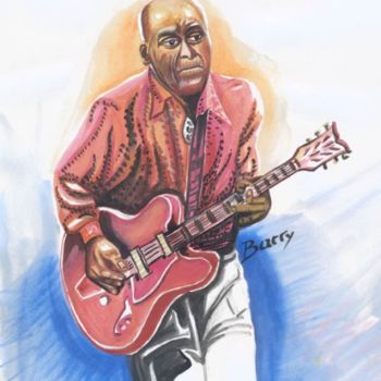 Painting titled "Chuck Berry" by Emmanuel Baliyanga, Original Artwork, Oil