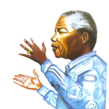 Painting titled "Nelson Mandela" by Emmanuel Baliyanga, Original Artwork, Oil
