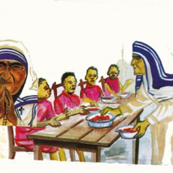 Peinture intitulée "Mere Teresa" par Emmanuel Baliyanga, Œuvre d'art originale, Huile