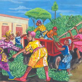 Painting titled "Ravitaillement de B…" by Emmanuel Baliyanga, Original Artwork, Oil