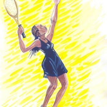 Painting titled "Tennis 1" by Emmanuel Baliyanga, Original Artwork, Oil