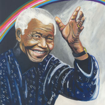 Ζωγραφική με τίτλο "Nelson Mandela 02ne…" από Emmanuel Baliyanga, Αυθεντικά έργα τέχνης, Λάδι