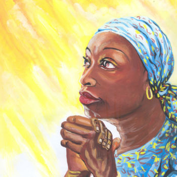 Malarstwo zatytułowany „A Mother's Prayer” autorstwa Emmanuel Baliyanga, Oryginalna praca, Olej