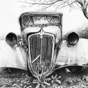 Zeichnungen mit dem Titel "Traction AV abandon…" von Eric Berthet, Original-Kunstwerk, Tinte