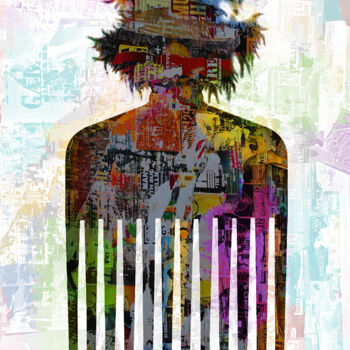 Digitale Kunst getiteld "Afro Basquiat - Col…" door Eben Kela, Origineel Kunstwerk, 2D Digital Work