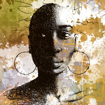 Digitale Kunst mit dem Titel "Afro Princess Awa -…" von Eben Kela, Original-Kunstwerk, 2D digitale Arbeit
