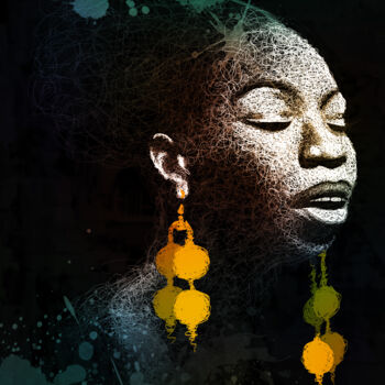 Digital Arts με τίτλο "Nina Simone - Colle…" από Eben Kela, Αυθεντικά έργα τέχνης, Ψηφιακή ζωγραφική