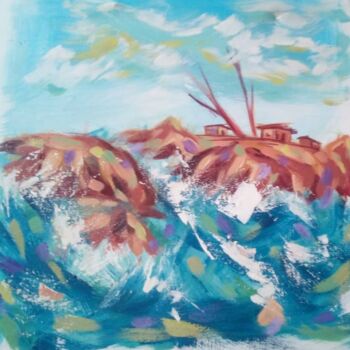 Painting titled "Sea never Dies" by Ebenezer Kwesi Ofori Appiah, Original Artwork, Acrylic