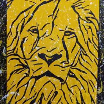 Malerei mit dem Titel "Lion King" von Ebenezer Kwesi Ofori Appiah, Original-Kunstwerk, Acryl