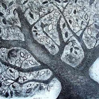 Painting titled "Grand arbre penché" by Binetowitch Emmanuelle, Original Artwork