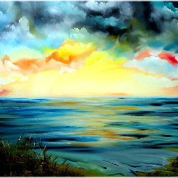 Painting titled "Sonnenuntergang auf…" by Kwiatuszek, Original Artwork, Oil