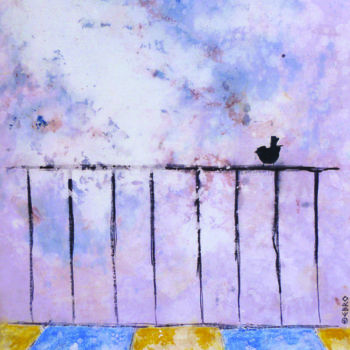 Painting titled "terrasse" by Ebro, Original Artwork