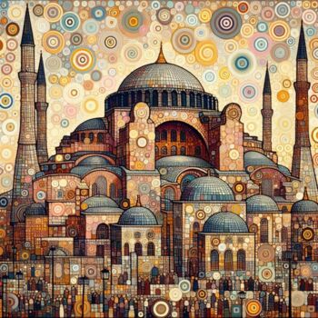 Digitale Kunst getiteld "Hagia Sophia" door Ebru Bandinelli, Origineel Kunstwerk, Digitaal Schilderwerk