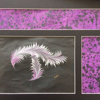 Pintura titulada "beyaz lila" por Ebru Sanatçısı, Obra de arte original, Pigmentos