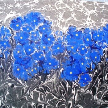 "maviş" başlıklı Tablo Ebru Sanatçısı tarafından, Orijinal sanat, Petrol