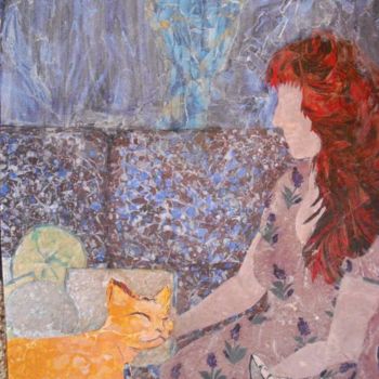 Collages intitolato "THE RED HAIRED WOMA…" da Nihan Büyüksezer, Opera d'arte originale