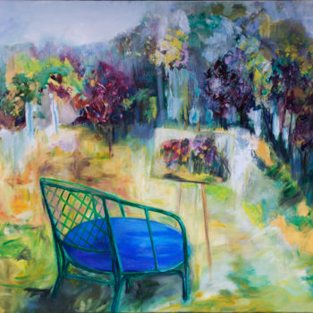 Painting titled "Sitting in nature" by Schiwago, Original Artwork, Oil