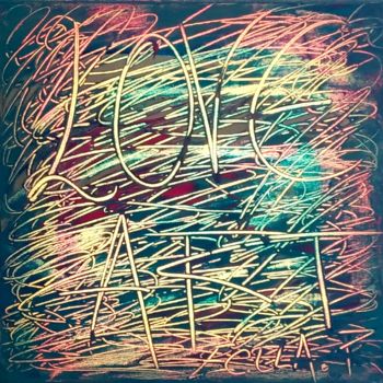 Painting titled "Love Art" by Ecila Rueisel, Original Artwork, Acrylic Mounted on Wood Stretcher frame