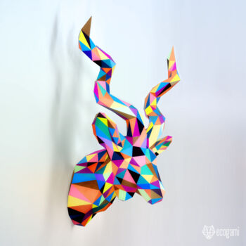 Скульптура под названием "Antilope papercraft" - Ecogami, Подлинное произведение искусства, Бумага