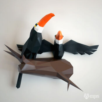 제목이 "Couple de toucans p…"인 조형물 Ecogami로, 원작, 종이