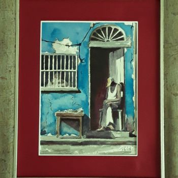 Painting titled "Havana club..." by Phil, Original Artwork, Watercolor Mounted on Wood Panel