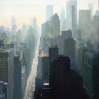 Schilderij getiteld "New York City Looki…" door Ed Little, Origineel Kunstwerk, Olie