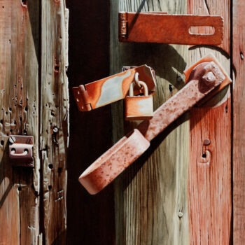 Painting titled "Locks and Latches 1" by Ed Little, Original Artwork, Oil