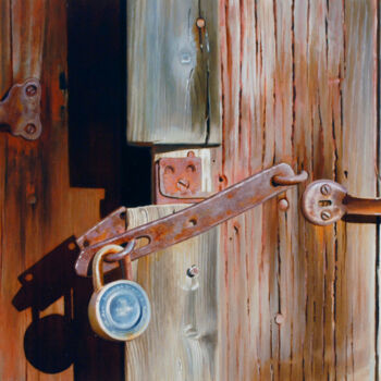 Painting titled "Locks and Latches 2" by Ed Little, Original Artwork, Oil