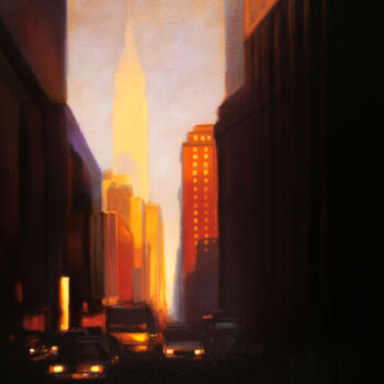 Peinture intitulée "Evening on 33rd" par Ed Little, Œuvre d'art originale, Huile