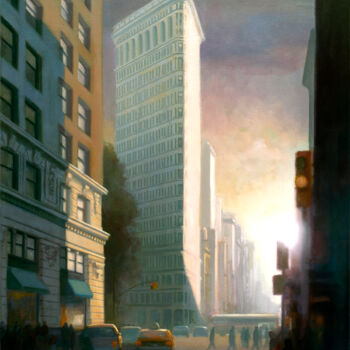Painting titled "Flat Iron" by Ed Little, Original Artwork, Oil