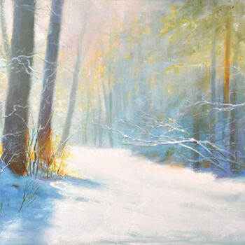 Pintura titulada "Winter Walk" por Ed Little, Obra de arte original, Oleo
