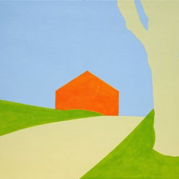 Painting titled "barn" by Ed Weyden, Original Artwork, Acrylic Mounted on Other rigid panel