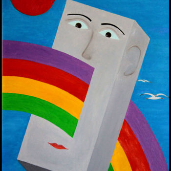 Painting titled "The Rainbow-L'arcob…" by Paolo De Luca, Original Artwork, Oil