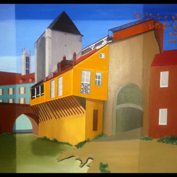 「View of Moret (FR)-…」というタイトルの絵画 Paolo De Lucaによって, オリジナルのアートワーク, オイル