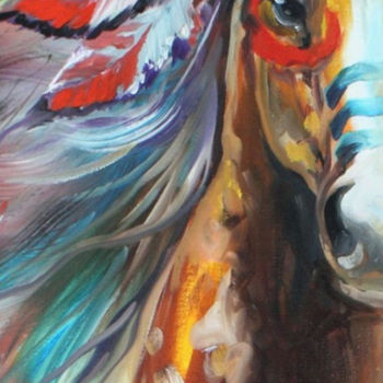 Painting titled "apache" by Ed Ramz, Original Artwork, Oil