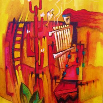 Malerei mit dem Titel "Nostalgia Andina" von Edder Rildo Valderrama Ramirez, Original-Kunstwerk, Öl