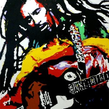 Painting titled "Bob Marley" by Eddie Lim, Original Artwork, Oil