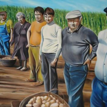Картина под названием "Les pommes de terre." - Eddy Josse, Подлинное произведение искусства, Масло