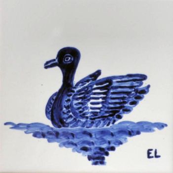 Painting titled "Duck" by Eddy Lagrand, Original Artwork, Oil