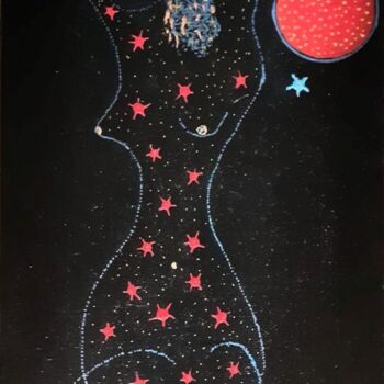 Painting titled "Fille de la lune ro…" by Eddy Savary, Original Artwork, Acrylic