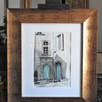 Painting titled "La Tour de l'Hôtel…" by Vancé, Original Artwork, Watercolor