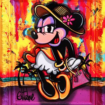 Pintura titulada "Minnie loves shoppi…" por Eddy Vitalone, Obra de arte original, Acrílico Montado en Bastidor de camilla de…