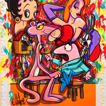 Painting titled "Le coup de coeur de…" by Eddy Vitalone, Original Artwork, Acrylic Mounted on Wood Stretcher frame