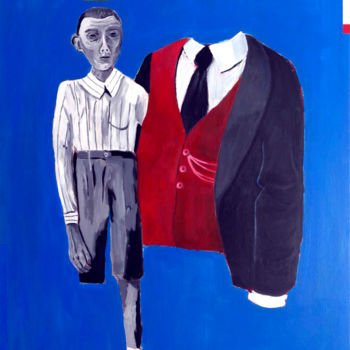 Painting titled "Le gilet rouge" by Eddy Legrand, Original Artwork, Acrylic