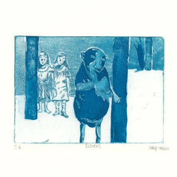 Estampas & grabados titulada "Sisters" por Eddy Legrand, Obra de arte original, Aguafuerte