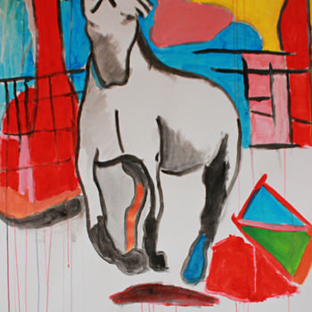 Dessin intitulée "Cheval" par Eddy Legrand, Œuvre d'art originale, Acrylique