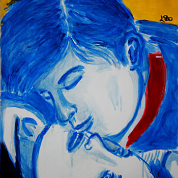 Desenho intitulada "Le baiser rouge" por Eddy Legrand, Obras de arte originais, Acrílico